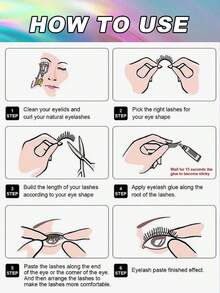 7 Pairs Natural Fluffy False Eyelashes Clear Band Half Eyelash Makeup For Valentine's Daydaily Wear, Vacation, Halloween, Christmas, And New Year's Celebrations - Black - View 6