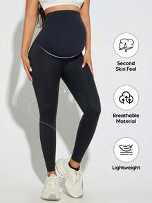 Maternity Leggings, High Waist Design, Soft As Butter, Suitable For Sports, Yoga And Various Occasions Black Spring - Black - View 3