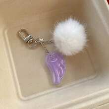 1 Stück koreanischer -retro süßer Stern-Engelsflügel Schlüsselanhänger, Handyhülle, Kopfhörertasche, flauschiger Bommel Taschenbehang, Geschenk für beste Freundin - Verschiedenfarbig - Übersicht 5