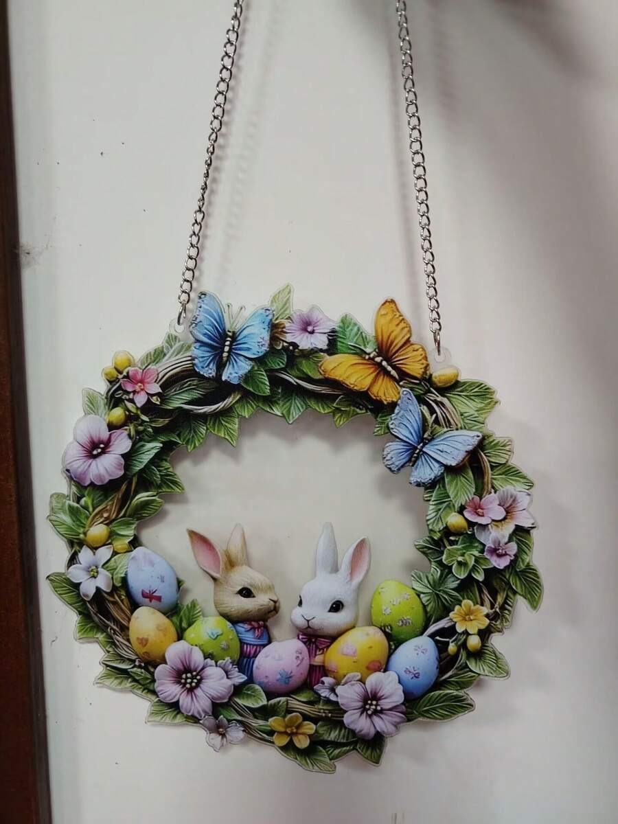 1pc 2D Acrylic Planar Rabbit Catcher, Colorful Window Hanging, Acrylic Signage, Holiday Gift, Bohemian Theme, Spring Signage, Animal Decor