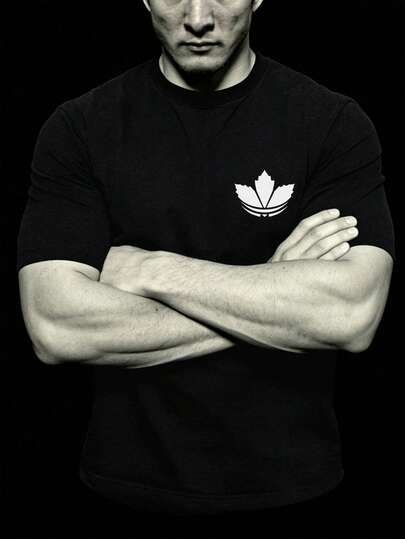 Men's New Casual Sports T-Shirt - Lightweight & Comfortable, Maple Leaf Print, Suitable For Outdoor, Friends, Travel, Sports, Gym Outfit, Daily Casual Wear