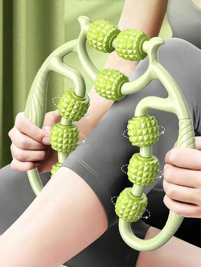 9轮腿部按摩拉伸工具，筋膜肌肉按摩滚轮，腿部瘦身按摩器，也可用于手臂、小腿、背部、肩部和大腿的瘦身，多功能按摩工具，男女皆宜，瑜伽运动后肌肉放松，瑜伽健身配件