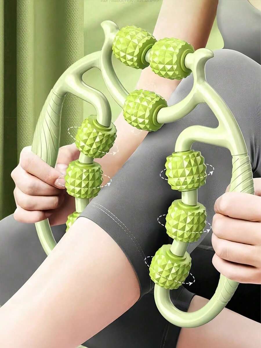 9輪腿部按摩拉伸工具 筋膜肌肉滾輪按摩器 腿部纖瘦按摩器 適用於手臂、小腿、背部、肩膀和大腿纖瘦 多功能按摩工具 男女適用 瑜伽運動後肌肉放鬆 瑜伽配件