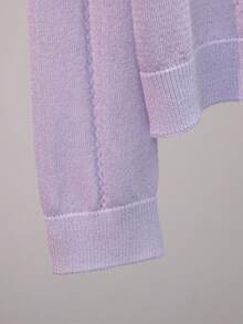 GIGOGOU Áo khoác cardigan dệt kim mỏng nhẹ dành cho nữ, tay dài, thoáng khí, thích hợp cho mùa xuân/hè. - Màu tím hoa cà - Xem 6