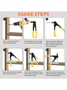 1 pieza Remachadora de remaches móvil, Remachadora industrial de grado, Herramienta de pistola de tuerca, Remachadora de uso doméstico ahorradora de trabajo - A - Ver 6