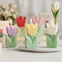 1 Nến thơm hình hoa tulip trang trí, Nến thơm họa tiết hoa lá đẹp mắt, Quà tặng thích hợp cho phòng ngủ, sinh nhật, đám cưới, tiệc mùa xuân Phục sinh (Quà tặng ngày Valentine) - hoa tulip - Xem 7