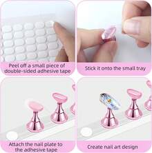 Acrylic Nail Display Stand DIY Nail Crystal Holder Magnetic Practice Stands With Reusable Adhesive Putty Clay For False Nail Tip Manicure Tool (Pink) Nails Display Practice Magnetic Fake Nail Holder For Painting Nails For False Fingernail Manicure Tool Home DIY Salon Supplies - 400 miếng băng dính hai mặt - Xem 6
