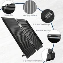 Rampa portátil para Silla de Ruedas de con asa, rampa Plegable de Aluminio Antideslizante para Silla de Ruedas para escalones en casa, Puertas, umbrales, bordillos, escaleras, Capacidad de 800 - 4 pasteles - Ver 5