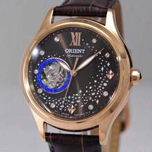 Orient Women's Romantic Starry Sky Hollow Automatic Mechanical Watch, Embedded With Rhinestones, Brown Genuine Leather Strap, Suitable For Daily Wear And Parties - Brown - View 5