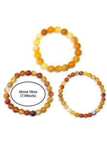 1条天然琥珀玛瑙珠手链，蕴含舒缓能量、平衡、稳定、勇气和活力，适合瑜伽冥想，男女皆宜，日常佩戴完美之选。 - 彩色 - 查看 6