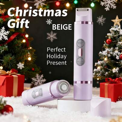 MORE BEAUTY 1-piece new women's bikini trimmer, dual-head two-in-one electric shaver, equipped with painless ceramic blades, USB Type C rechargeable, women's electric shaver, two-in-one women's leg, armpit, face and pubic hair electric shaver, rechargeable razor, electric multi-functional shaver (2-in-1 for women) - nail clipper for swimsuits, eyebrows, face, legs and armpits - portable swimsuit trimmer - rechargeable and soft-touch, suitable for women's face, chin, armpits and eyebrows, for wet and dry use, can trim body hair, very suitable as a gift for vacations (purple)