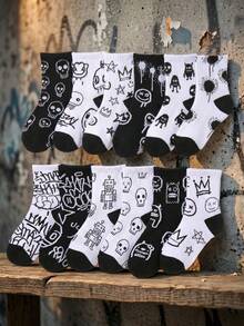 12 đôi tất trẻ em họa tiết graffiti thành phố, tất co giãn cao, siêu mát, tất thể thao thoải mái, thấm hút mồ hôi và khử mùi, bán chạy. - Nhiều màu - Xem 11