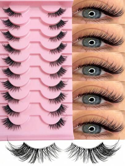Asiteo Eid 10 Pairs Half Lashes Clear Band Eyelashes Cat Eye False Eyelashes Short Soft 3d Faux Mink Eyelashes Soft Natural Makeup, Strip Lashes,Lashes,Eyelashes,Fake Lashes,Gathering,Gorgeous,Bridesmaid,Proposal Gifts,Bachelor Party,Vocation,Beach,Gifts.