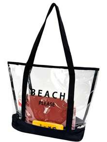 四件套沙滩手提包：印有“Beach Please”字样的透明PVC沙滩包、大容量防水INS风果冻包、春夏镂空遮阳帽、波西米亚风渔夫帽和透气针织宽檐帽。简约大容量单肩包、手提包、便携化妆包、休闲购物袋。 - 彩色 - 查看 12