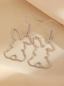 一对不锈钢不对称镂空兔耳耳环，简约休闲优雅百搭，高端礼品之选，适合女性日常、派对、活动佩戴。 - 彩色 - 查看 6