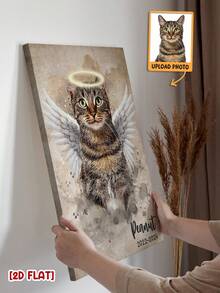 Catygift Customized Pet Memorial Canvas Angel Design, Personalized Pet Passing Gift, Upload Photo & Customize Name & Year, Cat/Dog Memorial Gift For Pet Owners - As Shown - View 9