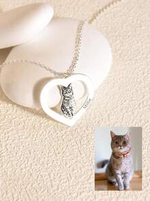 1Pc Customized Pet Picture Necklace Pet Line Art Necklace Minimalist Pet Portrait Necklace Personalized Jewelry Dog Mom Gift Christmas Gift - Multicolor 4 - View 9