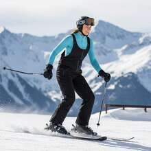 Conquer The Slopes In Style With Our Women's Waterproof Windproof Insulated Ski Pants - 黑色 - 查看 5