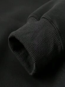 Women's Hooded Sweatshirt With Long Sleeves And Letter Pattern, Perfect For Autumn And Winter Seasons. - 黑色 - 查看 6