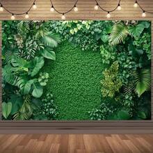 1 Piece Rich Green Tropical Leaf Backdrop  Featuring Vivid Plant Scenes And Realistic Jungle Atmosphere, Suitable Weddings, Events, And Home Decor, Polyester Fiber Material, Multiple Sizes Available, Event Background| Natural Leaf Design| Durable Backdrop, Tropical Decor - 彩色 - 查看 7