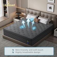 Bedroom Furniture Full Mattress 12/14 Inch Hybrid Gel Memory Foam & Pocketed Coil, Cooling Comfort, Medium Firm, Motion Isolation, Edge Support, CertiPUR-US Certified | 100-Night Trial - Xám - Xem 5