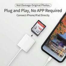 SD Card Reader Compatible With IPhone, USB C/Lightning Interface, Compatible With IPhone 17/16/15/14/13/12/11/XR/Xs Max/7/8 Plus/SE, Camera Storage Card Reader For Samsung Galaxy, - 白色 - 查看 4