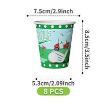 Golf Themed Disposable Plate, Napkin, Cup Set, Plates, Napkins And Cups Party Supplies, Serves 8 Guests, Disposable Paper Plates Party Tableware Suitable For Birthday, Wedding, Theme Party, Family Picnic - Multicolor - View 9