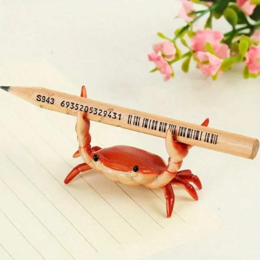 Realistic Crab Shaped Pen Holder, 1 Creative Cute Desktop Pen Holder, Decorative Desktop Decorations For Office And Home, Desk Accessories, Summer Gifts, Office Stationery Supplies, Room Decoration, Winter Decoration, Birthday Gift, Home Decoration - 褐色 - 查看 1