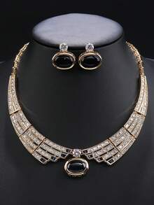 一套三件装奢华立方氧化锆首饰项链和耳环，适合婚礼、派对、新娘礼服、节日、生日礼物等场合。 - 珠寶套裝 - 查看 15
