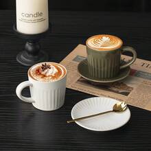 Creative Retro Ceramic Coffee Cup Set, Latte Art Cup, Elegant Design Specialty Afternoon Tea Cup For Home Use - Multicolor - View 2