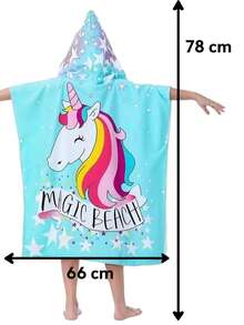 Children's Astronaut Cotton Poncho Towel For Beach, Pool, Bath, Summer, Girls'/Boys' With Hood, Terry Cloth, Cute Decor - 藍色 - 查看 5