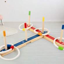 Kids Wooden Ring Toss Game Toy, Educational Interactive Parent-Child Tabletop Game, & Material, Vibrant Colors, Develops Hand-Eye Coordination - 彩色 - 查看 6