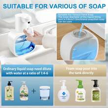 White Foaming Touchless Automatic Soap Dispenser – 500ml Hand Soap Dispenser, Wall-Mountable & Countertop, USB Rechargeable, Adjustable Foam Volume, Waterproof, Perfect For Home Or Small Offices, Pet Care, Stylish Gift Option - 白色泡沫 - 查看 7