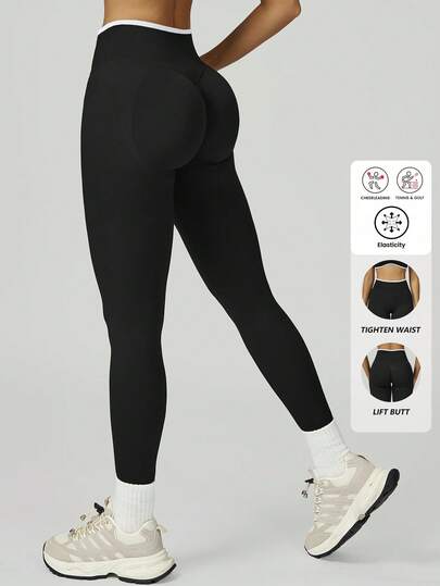 Yefecy 女士户外运动紧身裤，高腰瑜伽健身跑步提臀紧身裤，带口袋春季跑步运动紧身裤