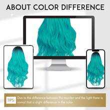 Ombre Blue-Green Long Wavy Side-Parted Heat-Resistant Synthetic Hair Mermaid Wig, Suitable For Daily Wear And Parties (Ombre Blue-Green) - Multicolor - View 12