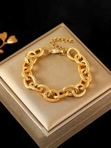 1 pieza Brazalete de acero inoxidable con diseño de nudo, estilo hip-hop, apropiado para uso diario - Pulsera - Ver 9