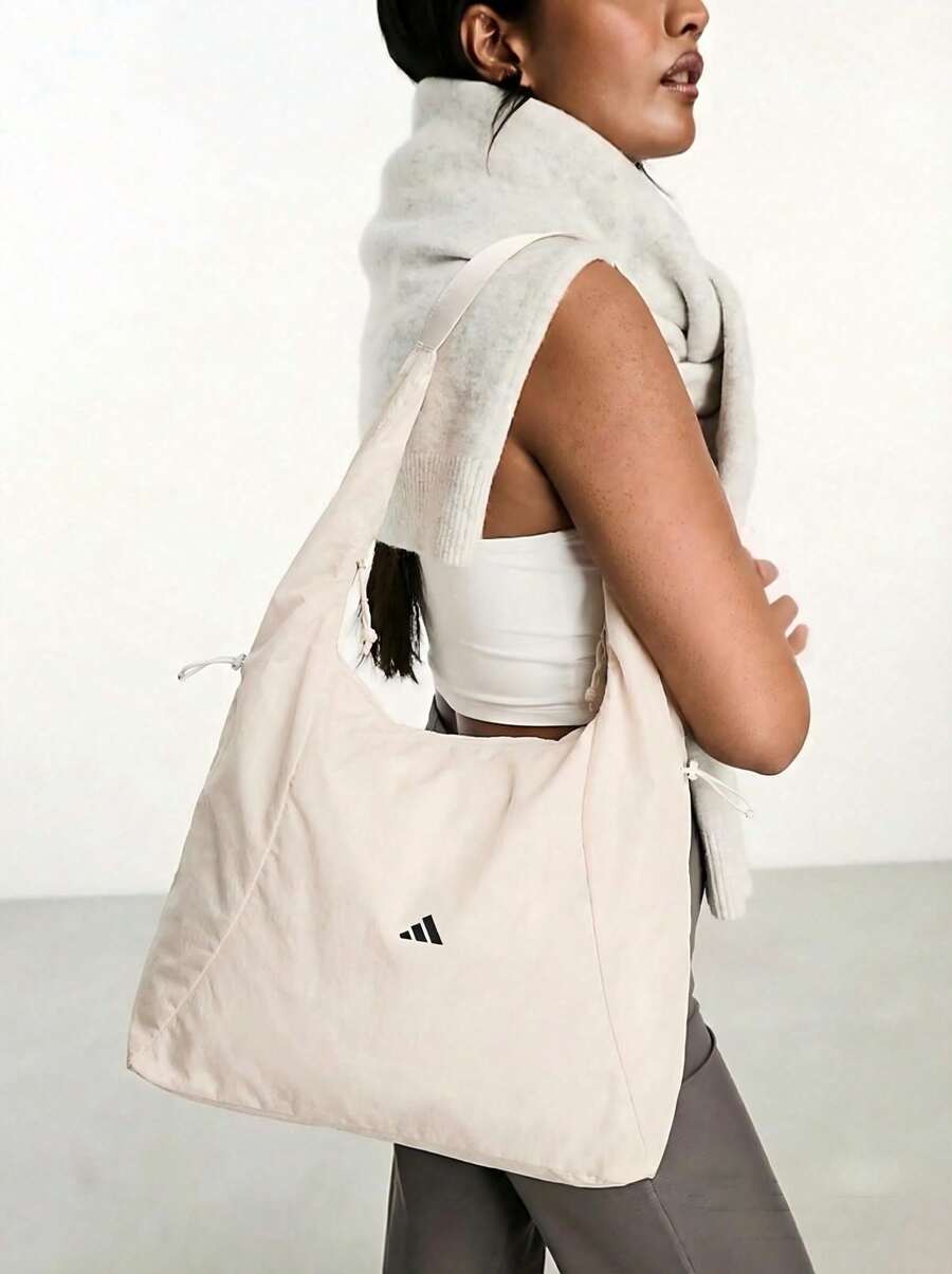 Adidas 女款 W 型托特包 大容量單肩包 戶外旅行便攜休閒斜挎包 KC0232 - 淡芝麻粉 - 查看 1