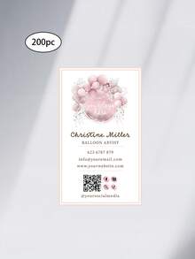 200pcs Personalized Business Cards,Personalized Pink Rose Gold BALLOON ARTIST Party Planner Business Card,Customize Photo And Text,Personalized Professional Work Cards, Art Business Cards,Exclusive Customized VIP Cards - A - View 8