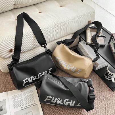 涤纶方袋拉链前袋，适合作为父亲节礼物，学生背包斜挎包，适合高中生和大学生，简约风格单肩斜挎包，适合返校、度假、暑假、春假，男士包，黑色包，单肩包，学习用品包，邮差包，快递包，小包，假日手机包，工作包