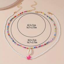 1pc New Bohemian Beaded Necklace, 3-Layer Handmade Woven Women Necklace For Daily Wear - Multicolor - View 8