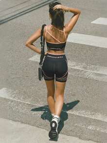 一套女士时尚紧身塑形提拉运动服 - 粉色 - 查看 5