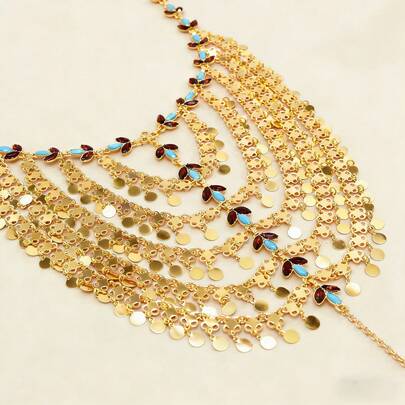 1 pieza Tocado de estilo de Oriente Medio, diadema con decoración de rhinestones, estilo palaciego vintage, adecuado para novia, boda, festival, fiesta