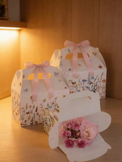 12 pezzi Scatole regalo in carta con motivo a fiori selvatici multicolore, scatole per caramelle con stampa floreale in stile cinese, adatte per matrimoni, compleanni, feste del tè, addii al nubilato, regali per feste