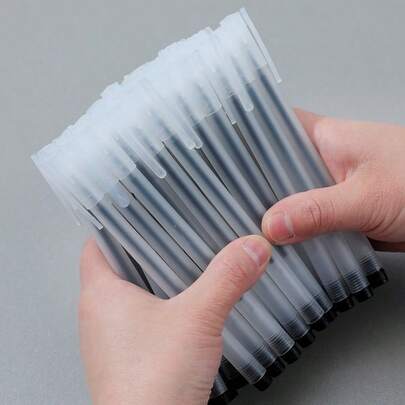 100pcs Matte Transparent Small White Pens, Minimalist High-Quality, White Color, Suitable For Studying, Exams, Simplistic & Fashionable, Essential For Students, Back To School Season