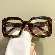 Fashion Square Glasses, Unisex, Simple Frame Design - Leopard - View 10