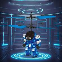 Robot volador luminoso levitante, avión de juguete de astronauta, Dron interactivo controlado a mano con luces, juguetes al aire libre para regalo de niños QR87 - rojo - Ver 1