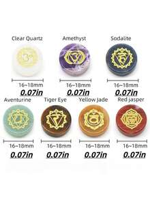 每套7件——心形圆形饰品，代表七个脉轮。理想的情人节礼物，适合瑜伽和冥想，由水晶和宝石制成。 - 彩色 - 查看 5