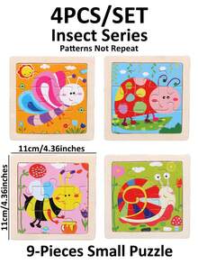 1/4/8 piezas Rompecabezas de animales de dibujos animados de 9 piezas para niños, juguetes de educación temprana, adecuados para niños y niñas, juguetes de regalo para Pascua, cumpleaños, Navidad - Multicolor - Ver 13