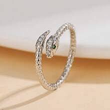 1 件简约可调节蛇形戒指，时尚精致的独特设计，适合日常佩戴和送礼 - 銀色 - 查看 11