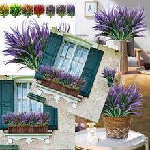 Pack de 8 Plantas Artificiales para Exterior Resistentes a Rayos UV, Arbustos y Flores Tropicales Sintéticas, para Decoración de Patio, Porche o Puerta-B029 - Planta de zacate púrpura claro - Ver 2